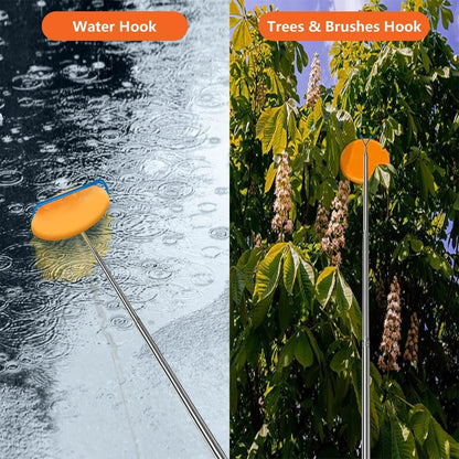 Disc Golf Retriever Pole – 16ft Telescopic with Hooks showcasing Water Hook and Trees & Brushes Hook features.