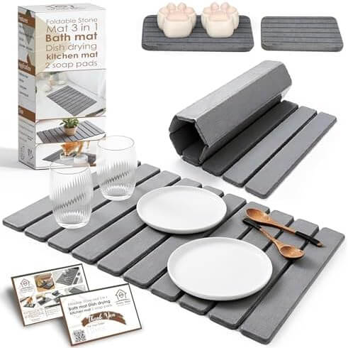 3-Pack Large Stone Kitchen Dish Drying Mat