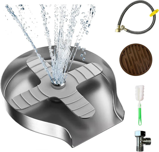 Stainless Steel Glass Rinser for Sink – Fast Cup Washer with water jets, hose, and accessories.