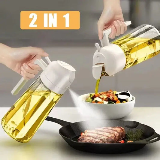 2in1 Olive Oil Dispenser Bottle 500ml Plastic Oil Sprayer
