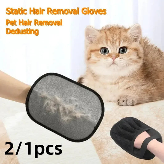 Reusable Pet Hair Removal Grooming Gloves – Double-Sided